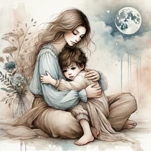 Mother's Embrace Under The Night Sky