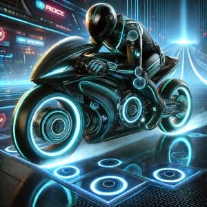 Race on a Futuristic Motorcycle from Tron Movie