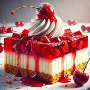 Detailed and Vibrant Image of a Cherry Cheesecake