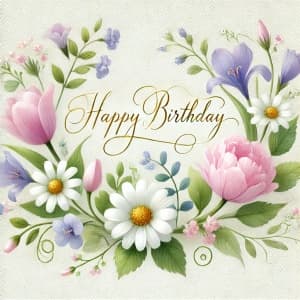 Delicate Birthday Card With A Soft Floral Design