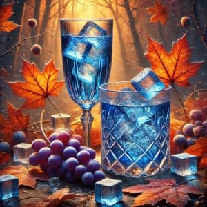 Crystal Glasses And Autumn Leaves