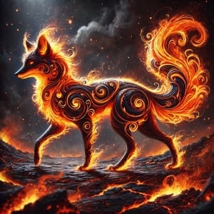 Fiery Fox Embodied in Flames