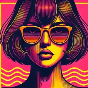 Neon Pop-Art Portrait Of A Woman