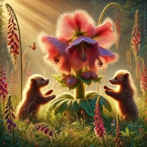 Bear Cubs Playing With A Flower