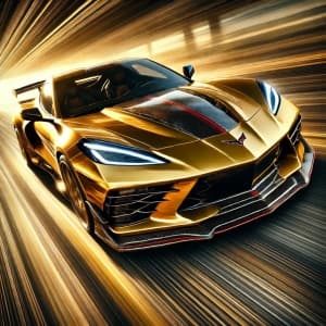 Golden Chevrolet Corvette Speeds Down The Highway