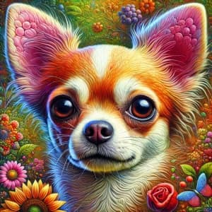 Colorful Portrait of a Dreamy Chihuahua