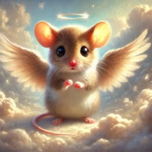 Serene Angel Mouse Floating Among the Clouds