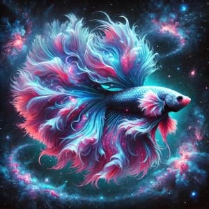 Cosmic Betta Fish Swimming Through Space