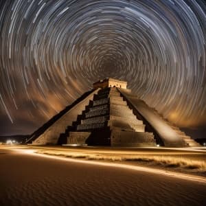 Movement of Stars in the Sky Visible above the Mesoamerican Pyramid