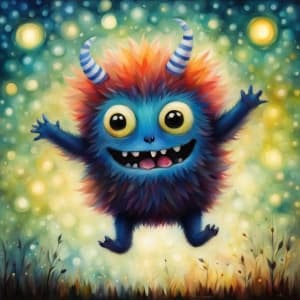 Jumping Happy Friendly Monster