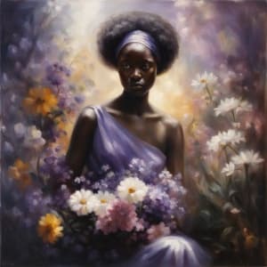 African Woman Portrait in Flowers