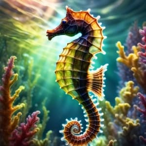 Beautiful Seahorse and Sea Plants