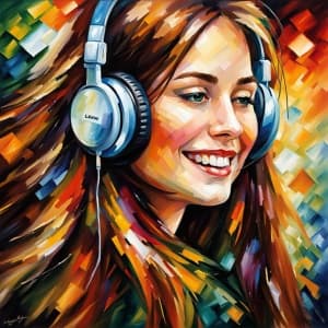 Portrait of a Girl Listening to Music